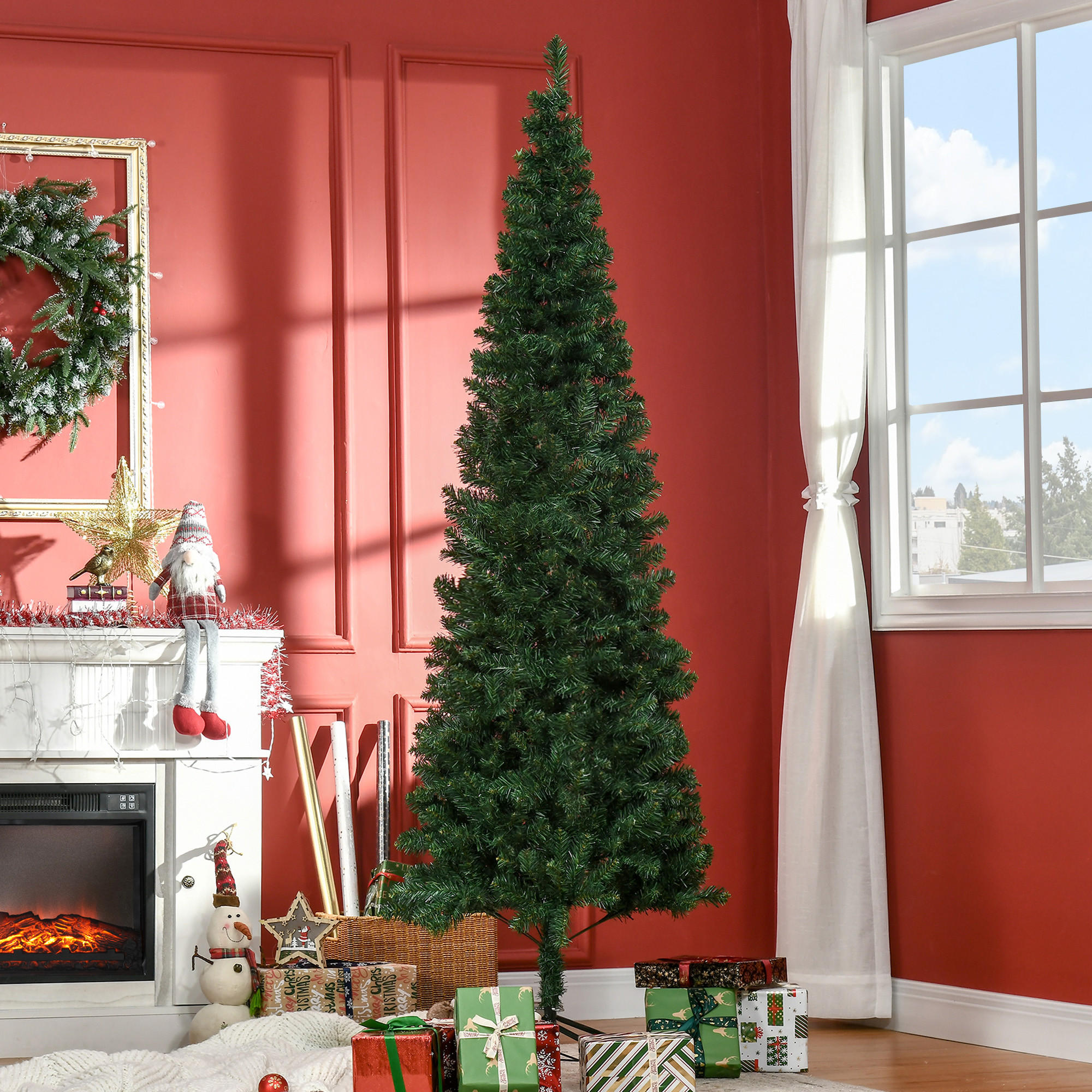 WEIHNACHTSBAUM Christbaum Kunsttanne Tannenbaum mit Beere Metallfuß PET - Grün, Kunststoff (210cm) - HOMCOM