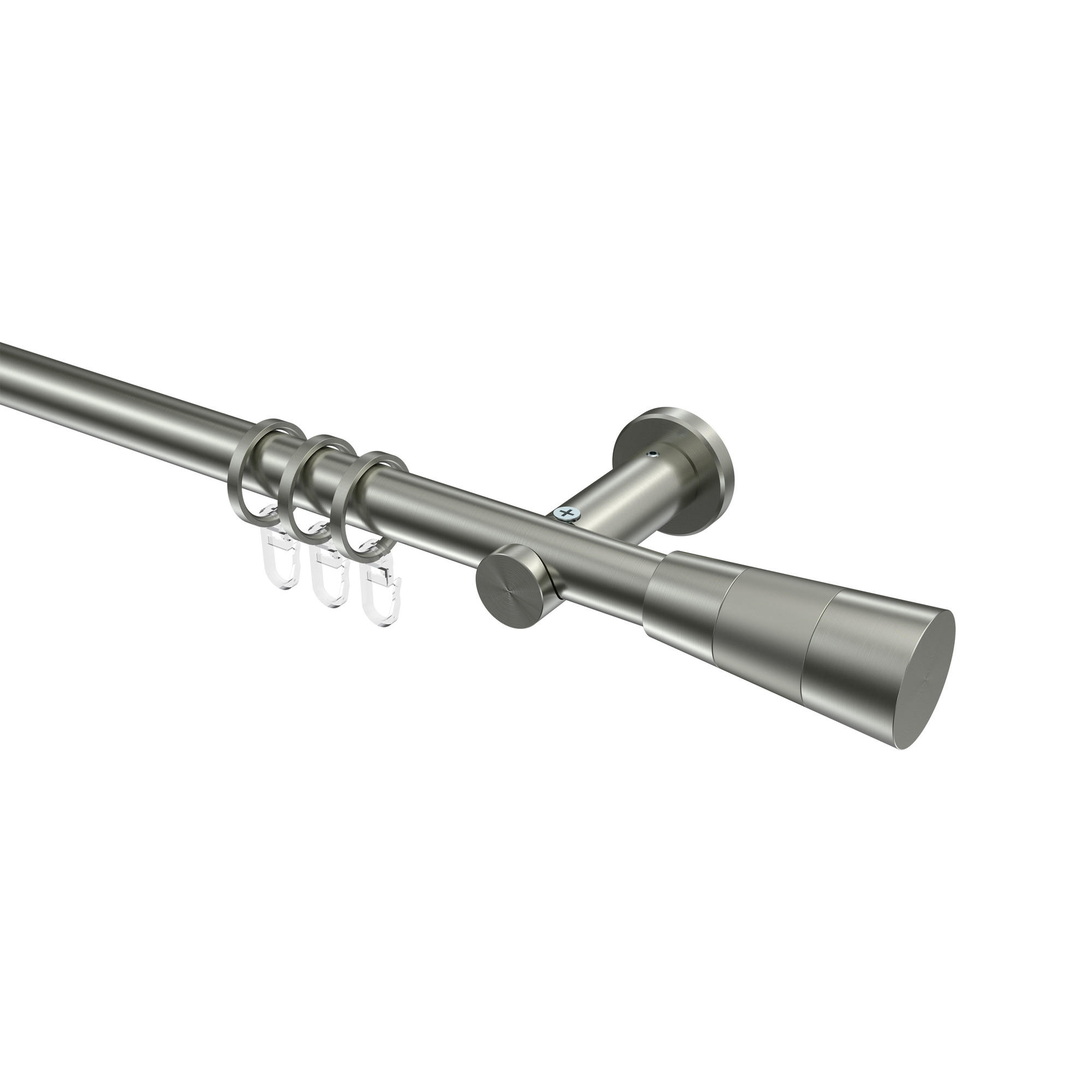 GARDINENSTANGEN-SET Platon Tanara 400 cm (geteilt in 2 x 200 cm), 1-läufig, 20 mm Ø Edelstahl-Optik - Edelstahlfarben/Silberfarben, Metall (400cm) - INTERDECO