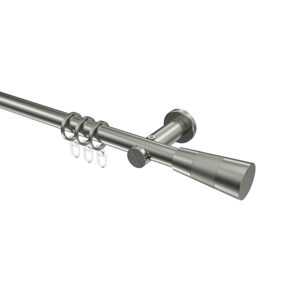 GARDINENSTANGEN-SET Platon Tanara 480 cm (geteilt in 3 x 160 cm), 1-läufig, 20 mm Ø Edelstahl-Optik - Edelstahlfarben/Silberfarben, Metall (480cm) - INTERDECO
