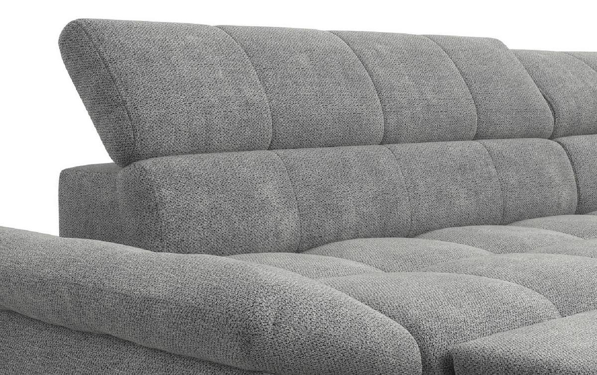 ECKSOFA mit Schlaffunktion und verstellbare Kopflehnen - Silberfarben/Grau, Textil/Metall (234/312cm) - Cotta