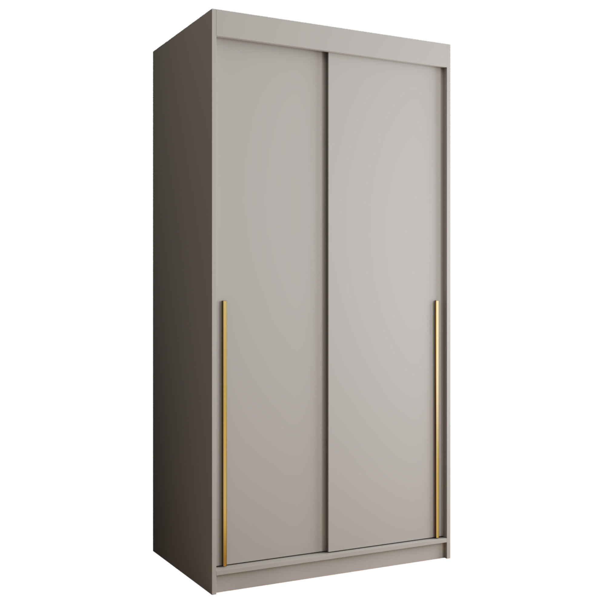 SCHIEBETÜRENSCHRANK 100 cm Breite Kaschmirmit Goldgriff - Kaschmir/Goldfarben, Holzwerkstoff (100/200/62cm) - Home Collective
