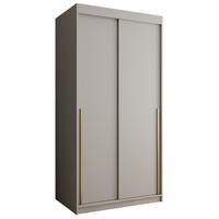 SCHIEBETÜRENSCHRANK 100 cm Breite Kaschmirmit Goldgriff - Kaschmir/Goldfarben, Holzwerkstoff (100/200/62cm) - Home Collective