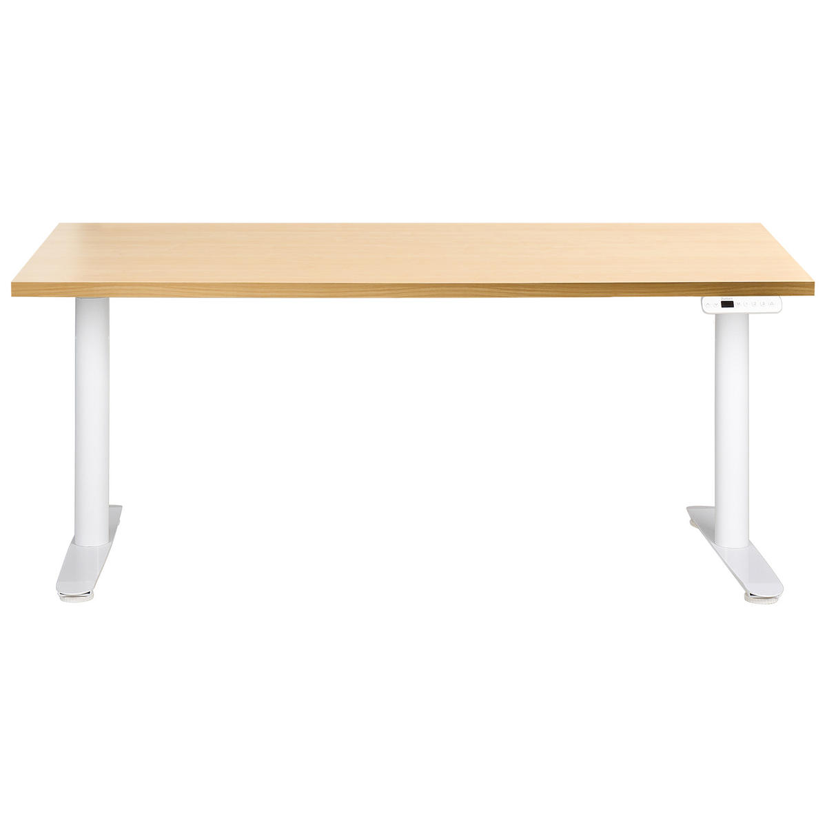 SCHREIBTISCH elektrisch höhenverstellbar 160/72 cm Hellbraun/Weiß Destinas - Hellbraun/Braun, Holzwerkstoff/Metall (72/160/67cm) - Beliani