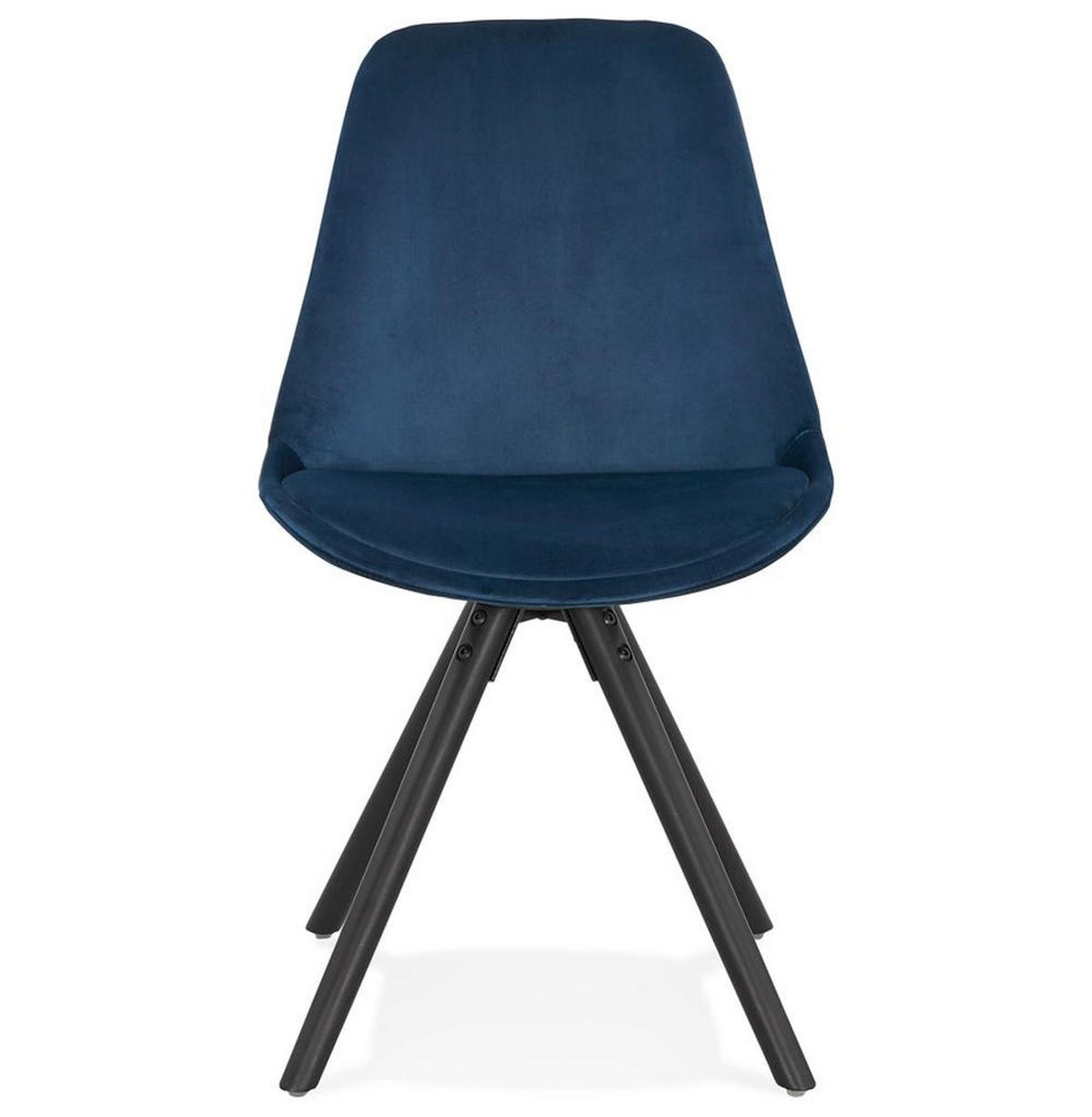 ESSZIMMERSTUHL Samtbezug mit Buchenholzgestell Vintage mit hoher Rückenlehne, Blau-Schwarz 48x56x84 cm - Blau/Schwarz, Buchenholz/Textil (48/84/56cm) - KADIMA DESIGN