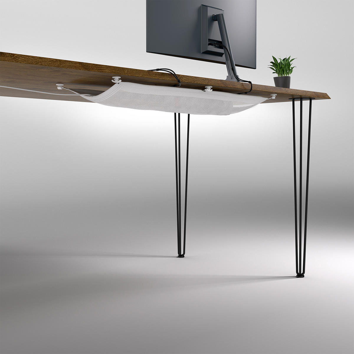 KABELMANAGEMENT Netz für den Schreibtisch, weiß - Weiß, Kunststoff (24/63.5/0.25cm) - Ultimate Setup