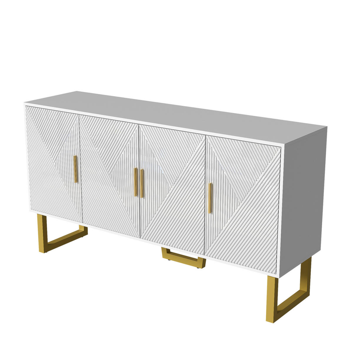 SIDEBOARD 4-türig 150 x 40 x 82 cm Weiß mit verstellbaren Regalböden - Weiß, Holzwerkstoff (150/82/40cm) - Meubliv