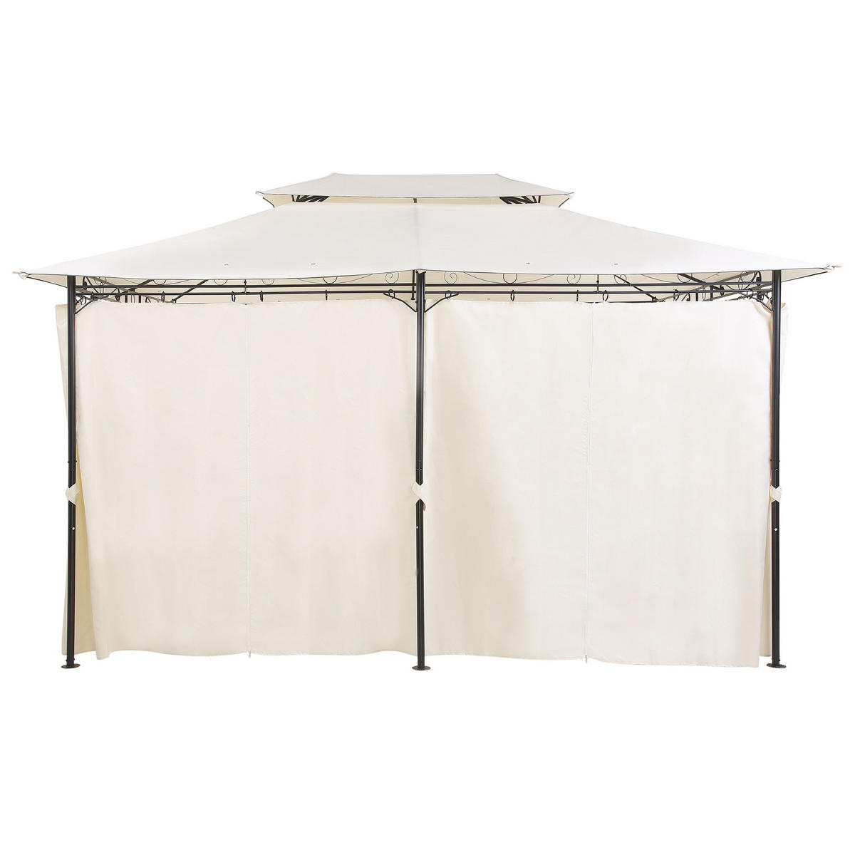 ZAHRADNÍ PAVILON Ocel béžový/černý obdélníkový 300/400 cm Colos - černá/béžová, kov (400/300/300cm) - Beliani