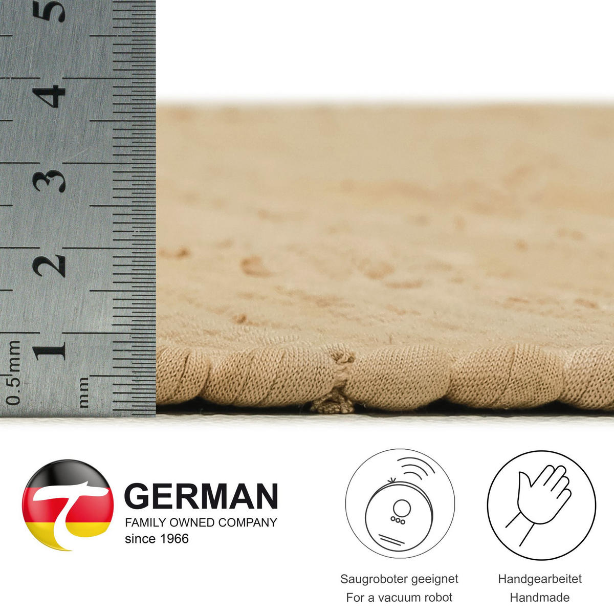 FLECKERLTEPPICH Chindi 70x140 cm - Naturfarben, Textil (70/140cm) - Rug and Roll