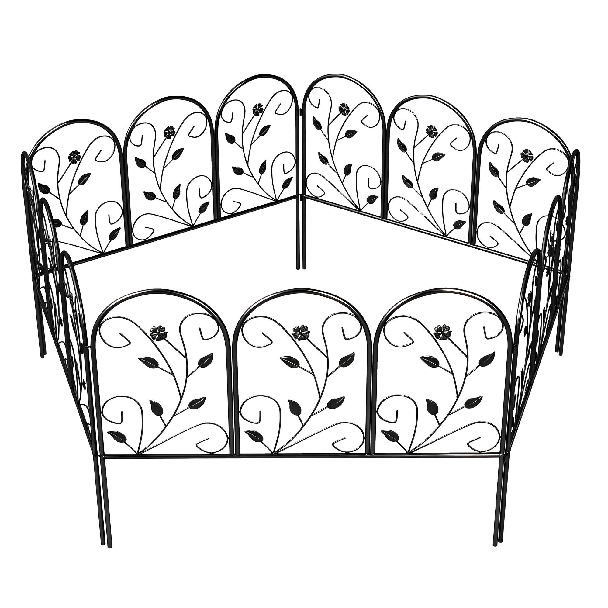 TEICHZAUN 5er Set Metall Schwarz - Schwarz, Metall (1/60cm) - Outsunny