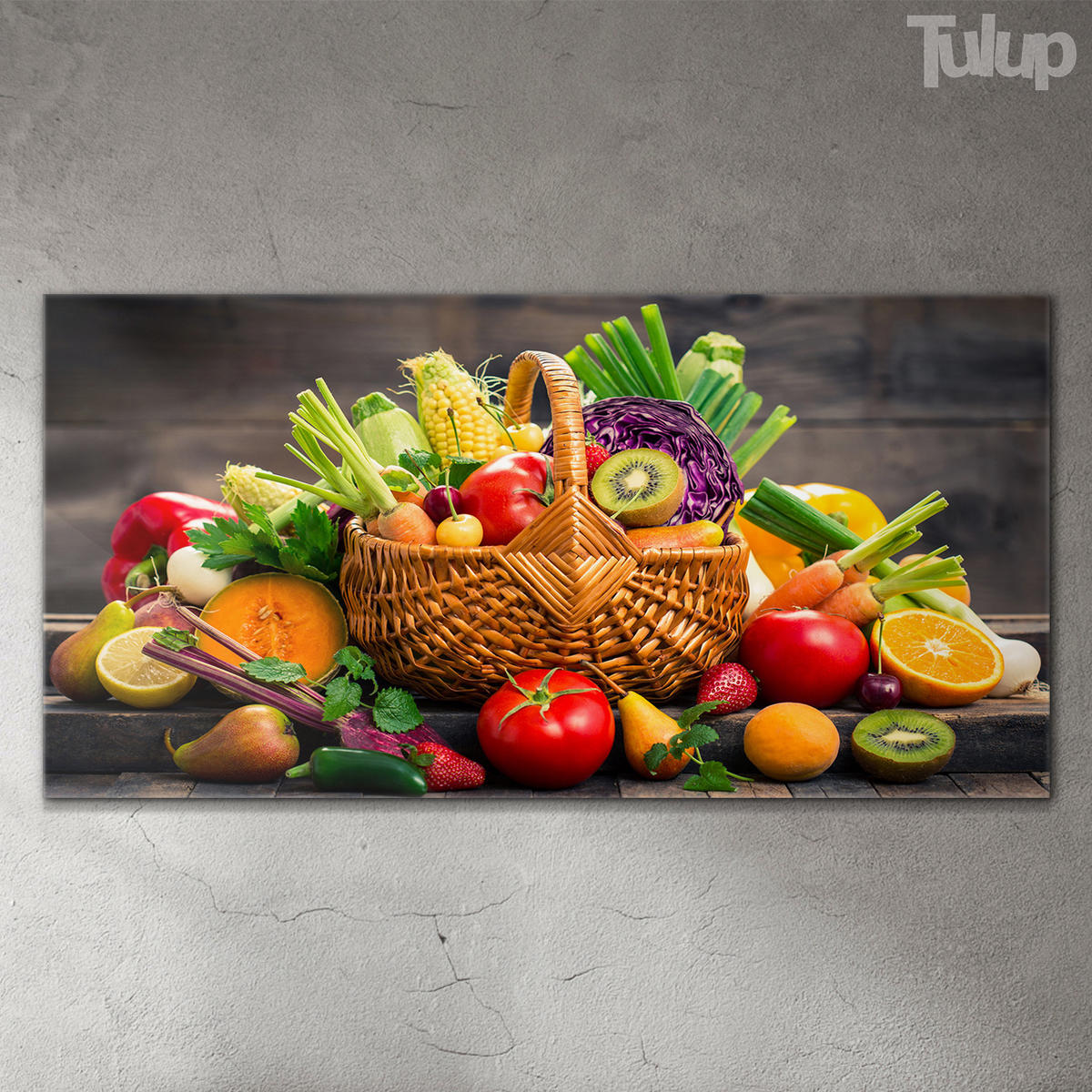 GLASBILD 120x60 cm Obstkorb - Multicolor, Glas (120/60cm) - TULUP