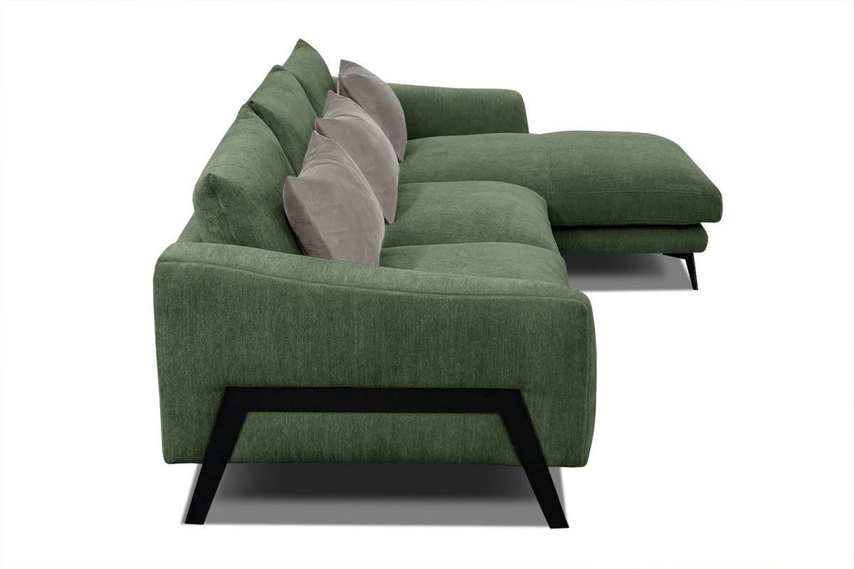ECKSOFA WINTER 4-Sitzer, dunkelgrün - Dunkelgrün/Schwarz, Holzwerkstoff/Textil (293/172cm) - Courtois Laville