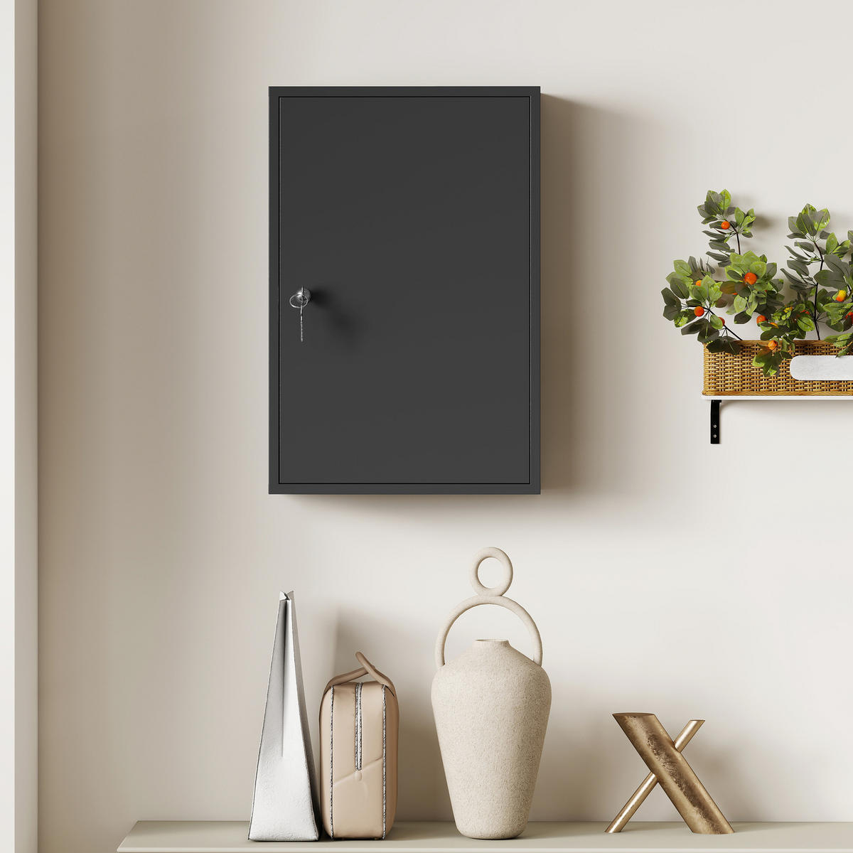 MEDIZINSCHRANK Metall Schwarz - Schwarz, Metall (18/60/40cm) - Kleankin