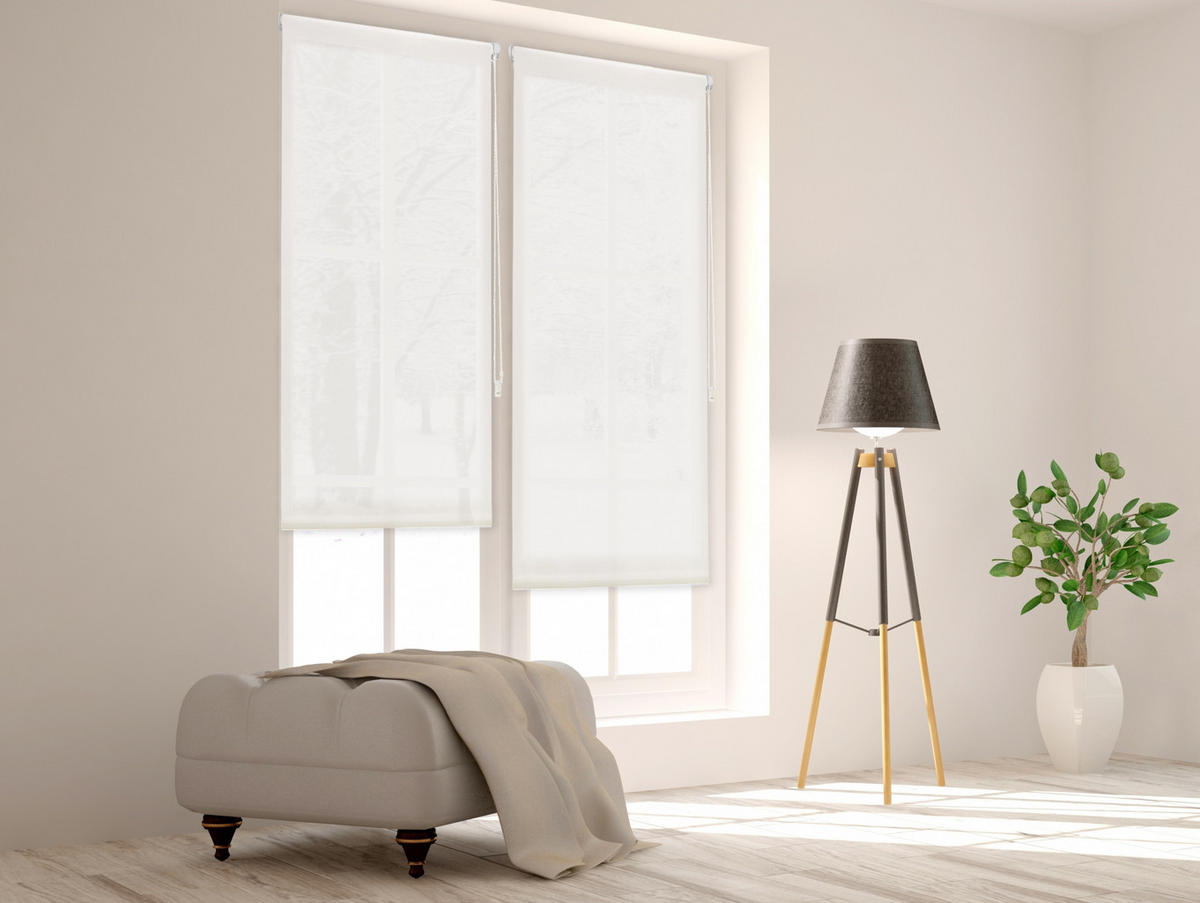ROLLO Easyfix Polyester Transluzent Grauweiß 140x180 - Hellgrau, Textil (140/180/1cm) - Purline