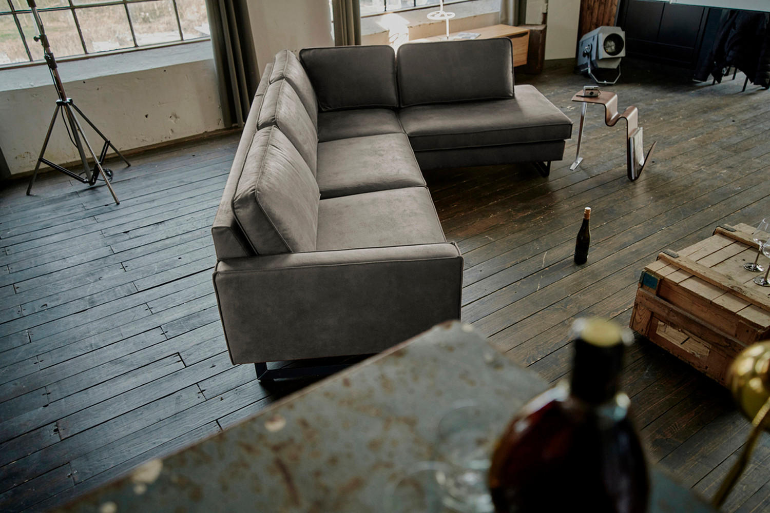 ECKSOFA VILNIUS Anthrazit Kunstleder - Anthrazit/Schwarz, Textil (290/217cm) - KAWOLA