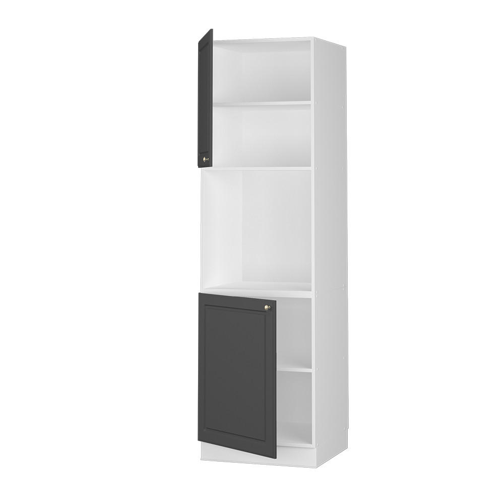HERDUMBAUSCHRANK Fame-Line Anthrazit-Gold Landhaus 60 cm offen - Anthrazit/Weiß, Holzwerkstoff (60/206.8/58cm) - Vicco