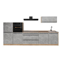 KUCHYŇSKÝ KOUT R-Line, Beton/Zlatý mocný dub, 340 cm pracovná doska Dub Goldkraft - šedá/medově dubová, kompozitní dřevo (340/143/60cm) - Vicco