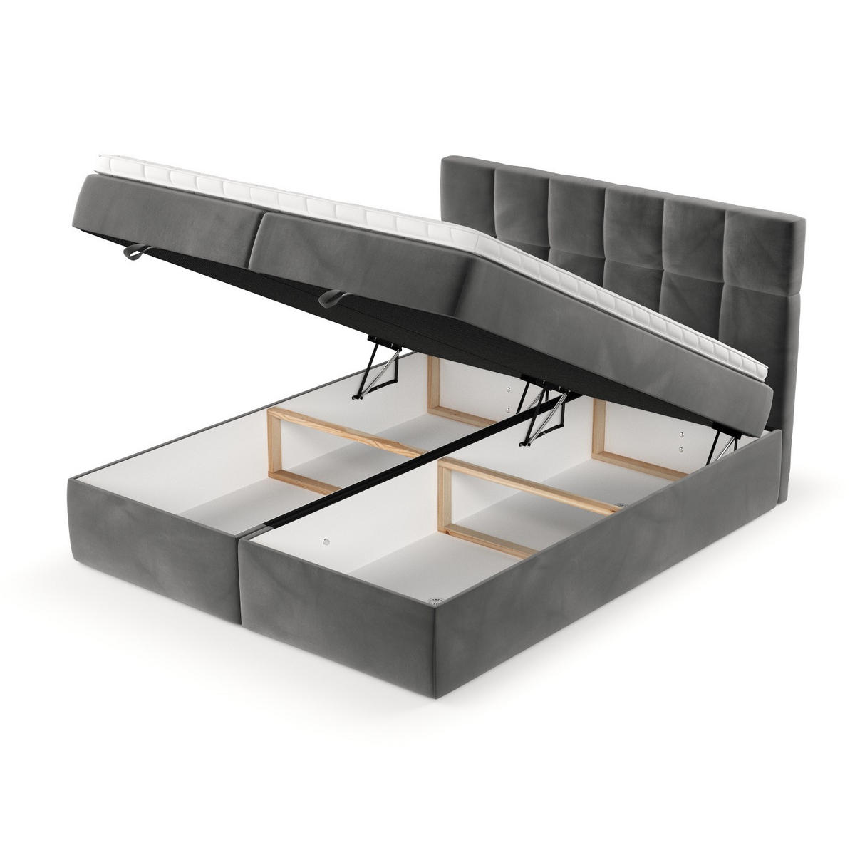 BOXBETT Savio 180/200 cm Grau im Kronos Stoff - Schwarz/Grau, Holz/Holzwerkstoff (180/200cm) - AltaBeds