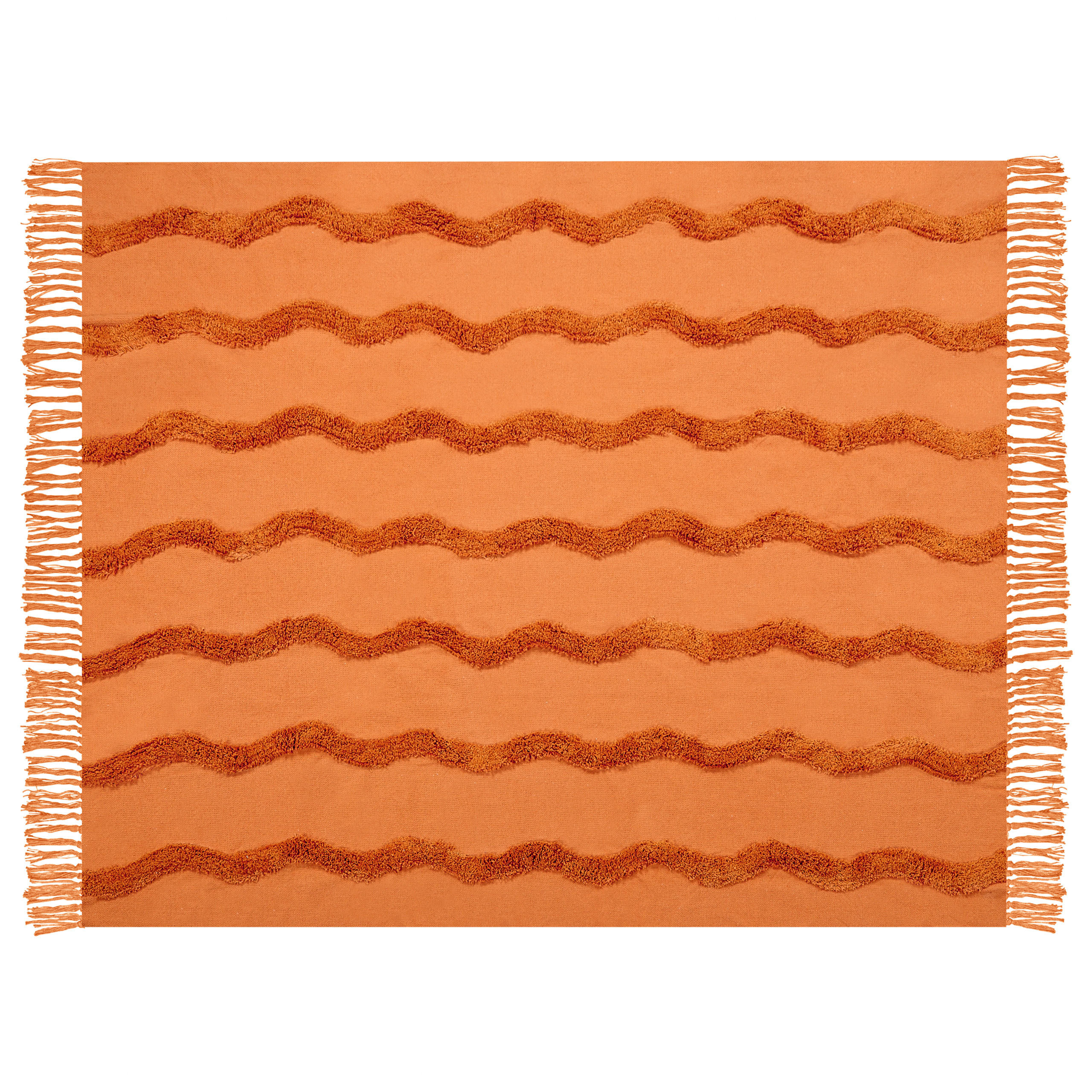 DECKE Orange Khari 125/150 cm - Orange, Naturmaterialen/Textil (125/150cm) - Beliani