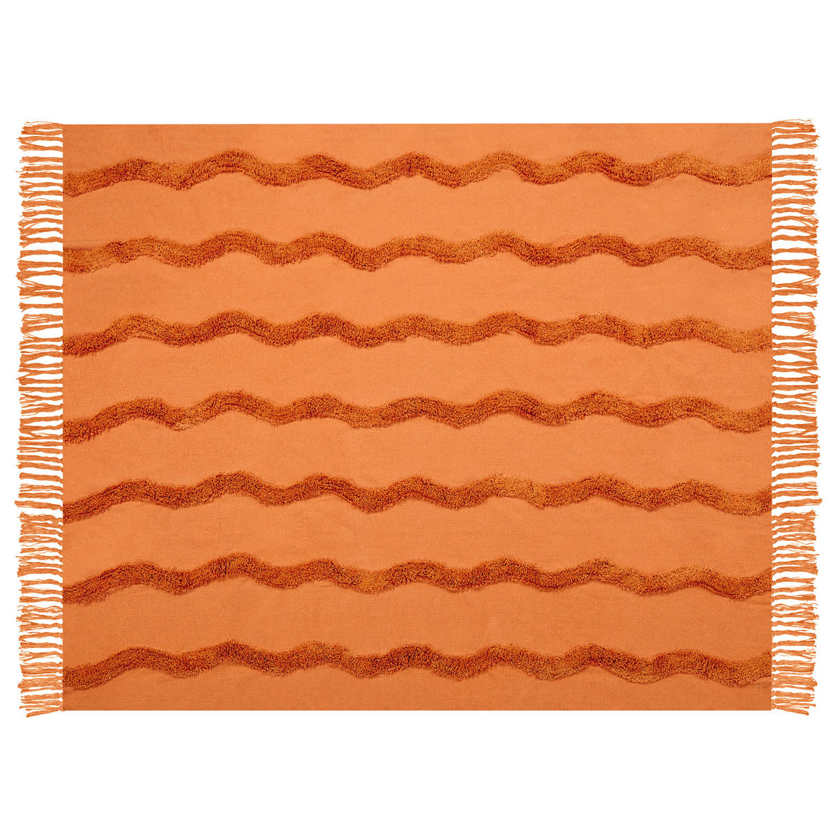 DECKE Orange Khari 125/150 cm - Orange, Naturmaterialen/Textil (125/150cm) - Beliani