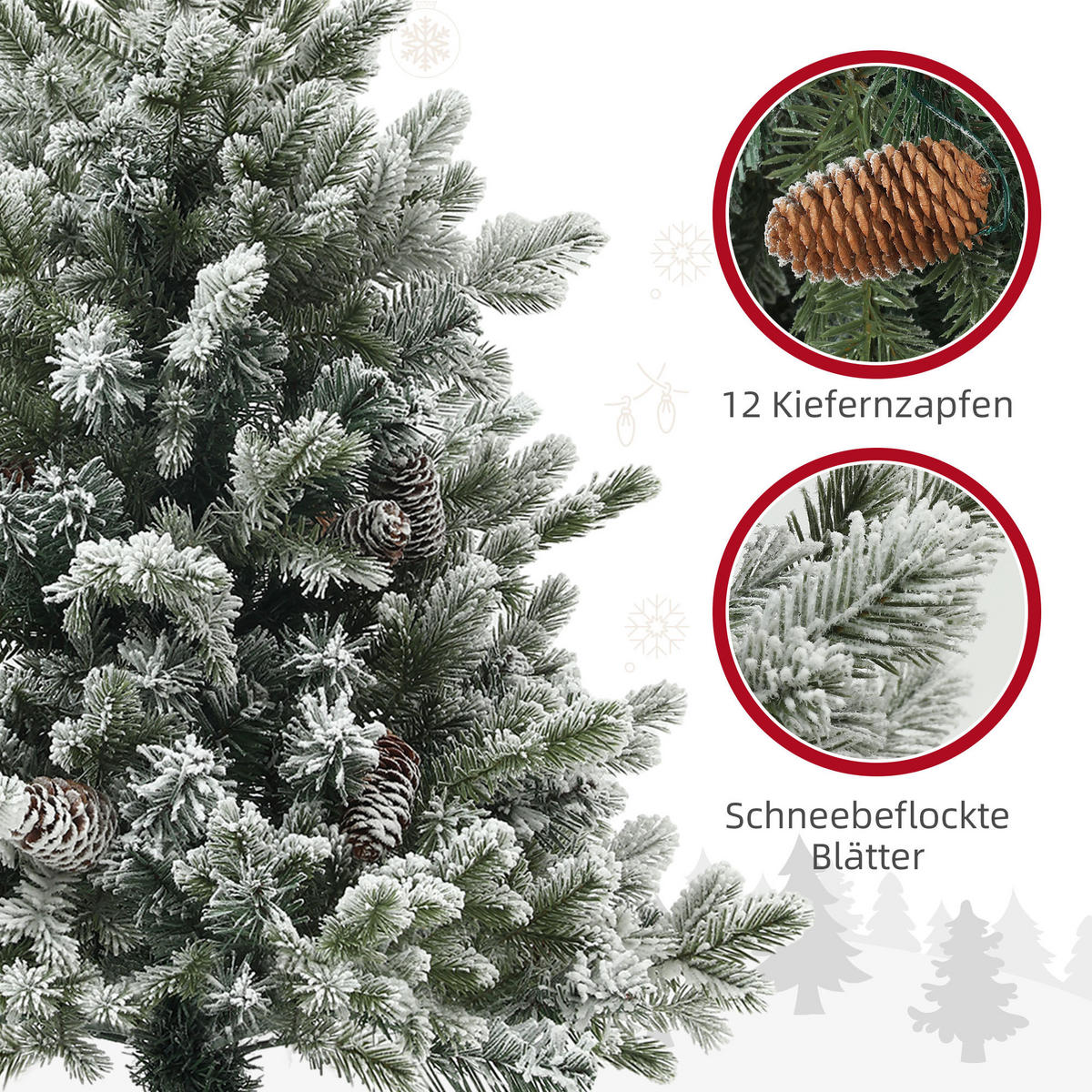KÜNSTLICHER Weihnachtsbaum, 100 cm Christbaum mit 130 Spitzen, flammenhemmend - Grün, Kunststoff/Metall (100cm) - HOMCOM