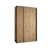 SCHWEBETÜRENSCHRANK 235,2/160/60 3-türig - Silberfarben/Schwarz, Holz/Metall (160/235/60cm) - Abiks Möbel