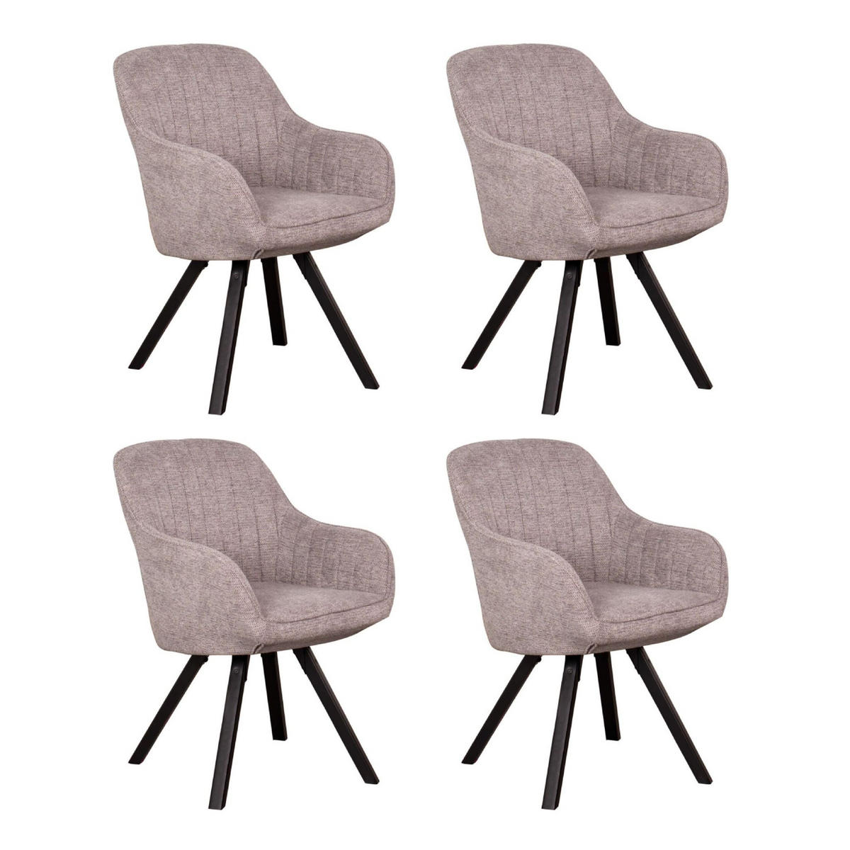 ESSZIMMERSTUHL Matera drehbar 4er-Set - Schwarz/Grau, Naturmaterialien/Textil (59/84/61cm) - Mr. Deko