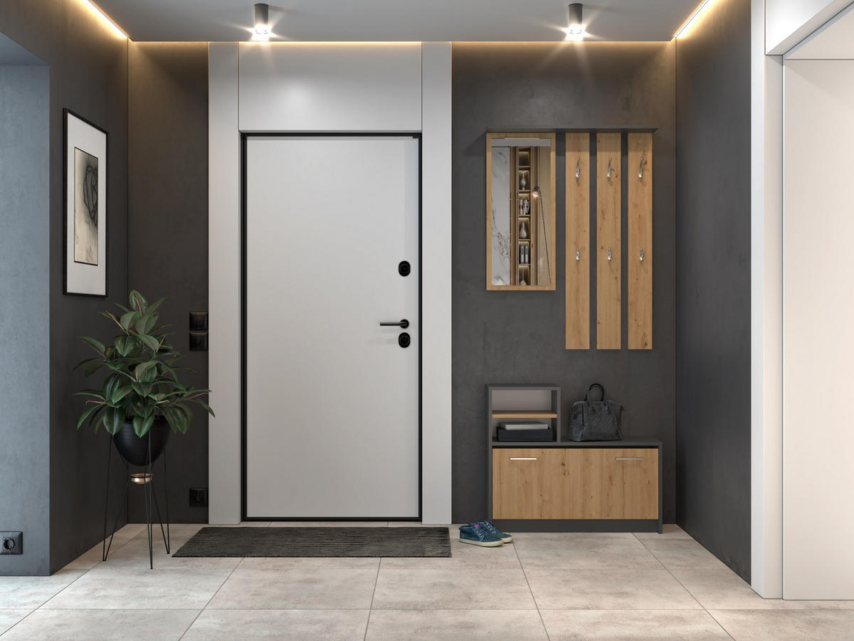 GARDEROBENSET Verena (2-teilig) - Anthrazit/Eiche Artisan, Holzwerkstoff (85/180/24cm) - kommodly