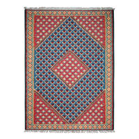 KELIM-TEPPICH handgewebt Senneh Blau 149/109 cm Schurwolle - Blau, Textil (109/149cm) - Looma