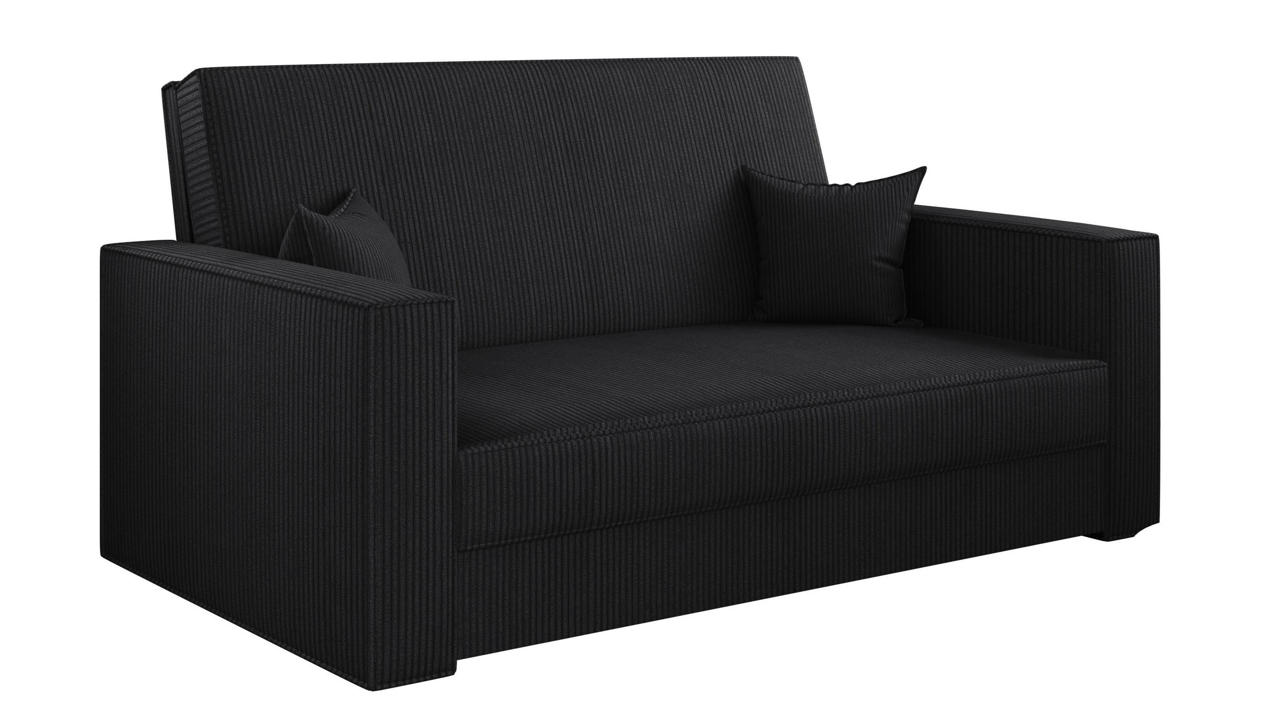 SOFA, Schlaffunktion - America Stoff Poso Schwarz - Schwarz, Holz (137/77/112cm) - Kaiser Möbel