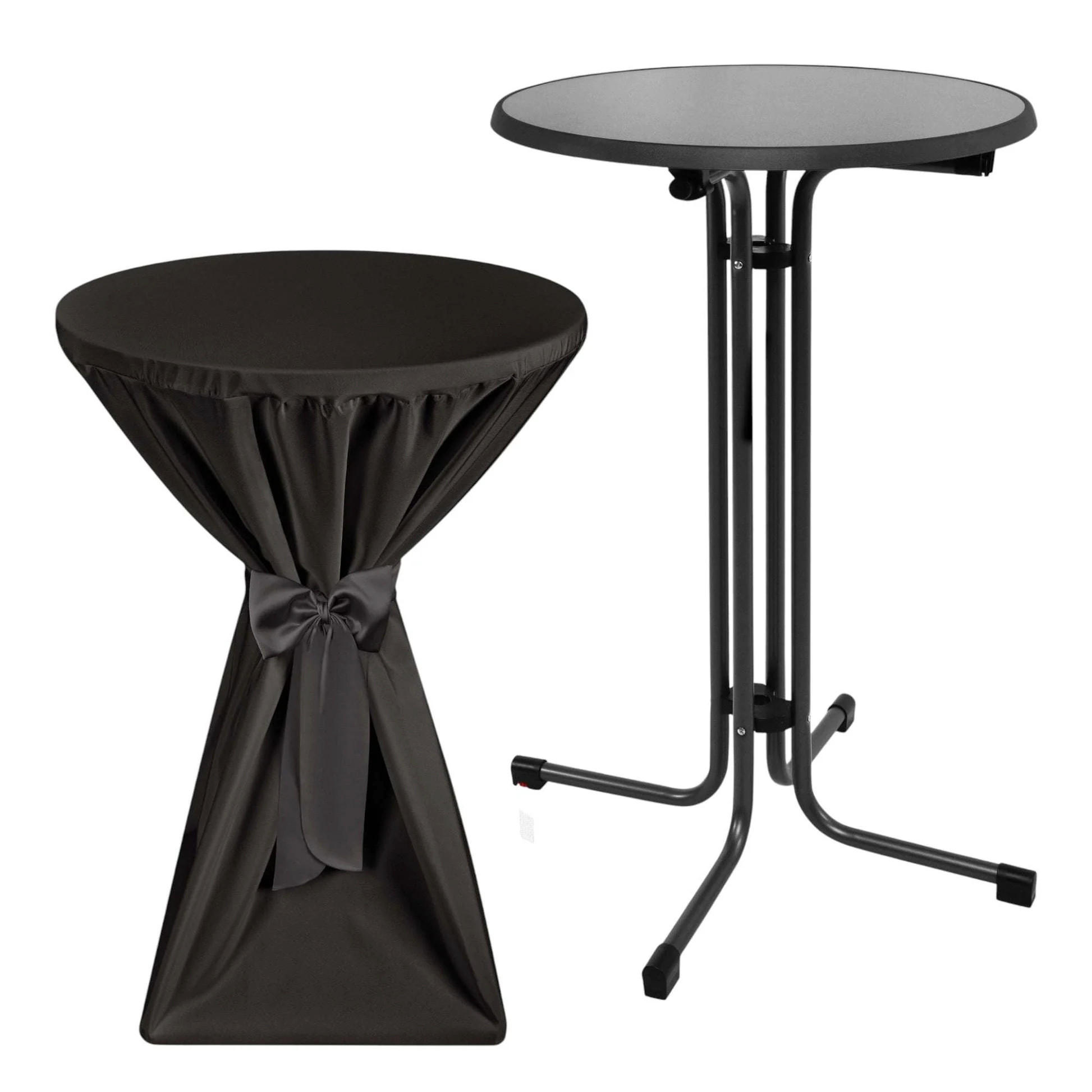 STEHTISCH Sylt Ø 80cm Grau mit Premium Stehtischhusse Ø 80cm Schwarz - Schwarz Hochglanz/Schwarz, Kunststoff/Textil (80/80/110cm) - Beautissu 