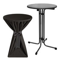 STEHTISCH Sylt Ø 80cm Grau mit Premium Stehtischhusse Ø 80cm Schwarz - Schwarz Hochglanz/Schwarz, Kunststoff/Textil (80/80/110cm) - Beautissu 