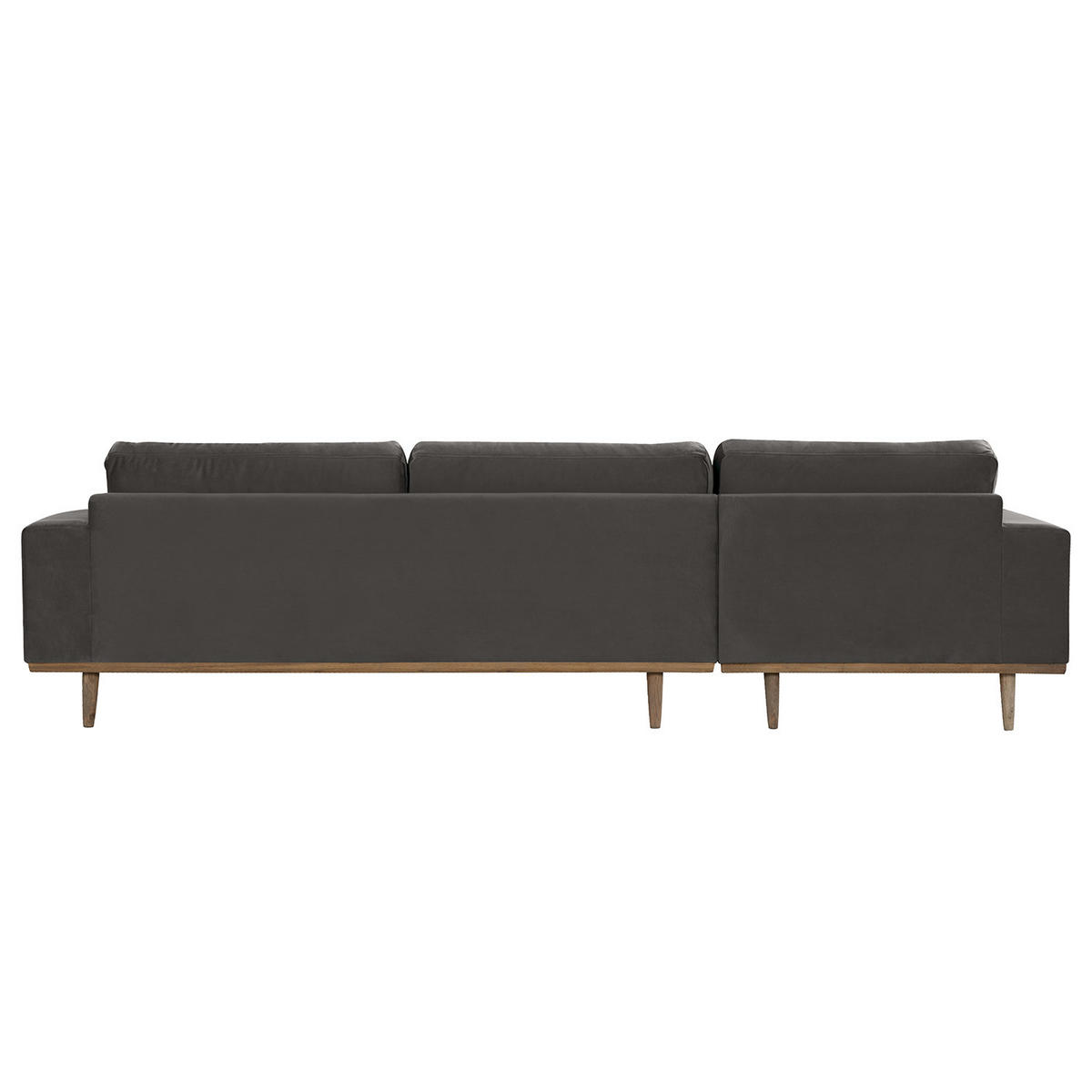 ECKSOFA mit Longchair - Eichefarben/Dunkelgrau, Eichenholz/Textil (281/153cm) - home24