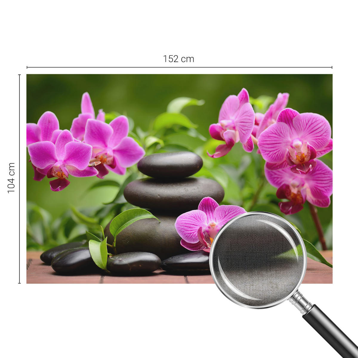 FOTOTAPETE 152x104 cm - Orchideensteine - Grün, Textil (152/104cm) - Wallfluent