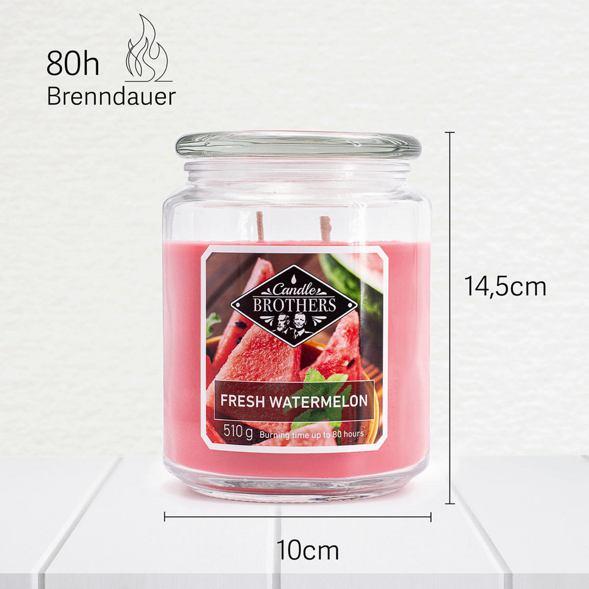 DUFTKERZE CandleBrothers - Rot, Glas/Naturmaterialen (13cm)