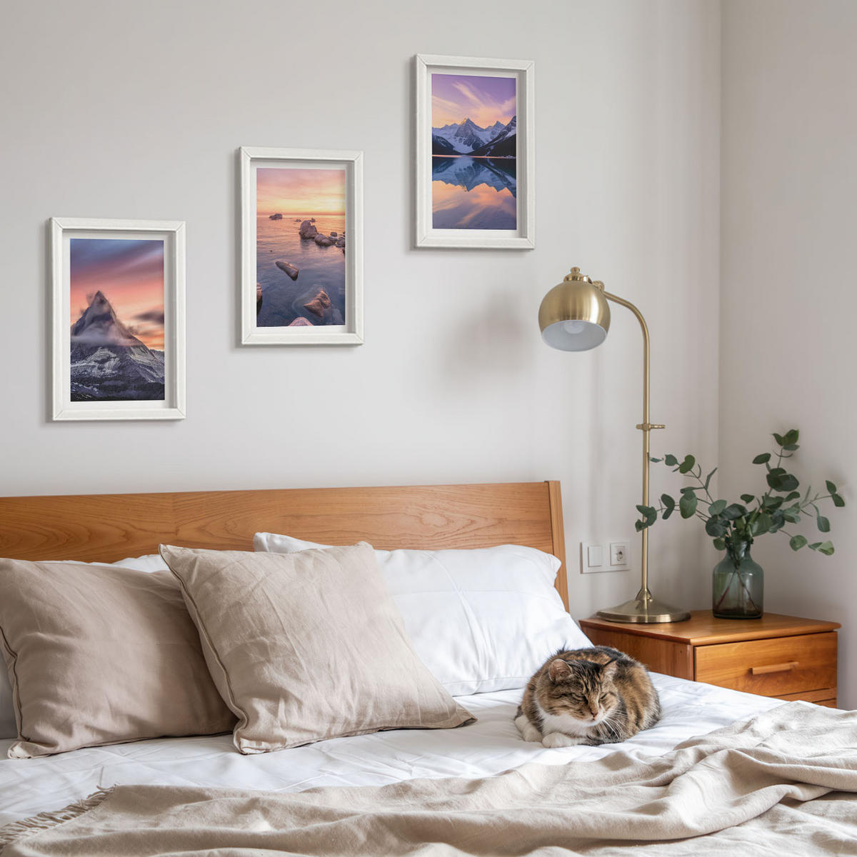 WANDBILDER 3er-Set - 20x30 cm Weißer Rahmen - Berglandschaft, See, Westen - Weiß, Kunststoff (20/30cm) - ArtPrintCave