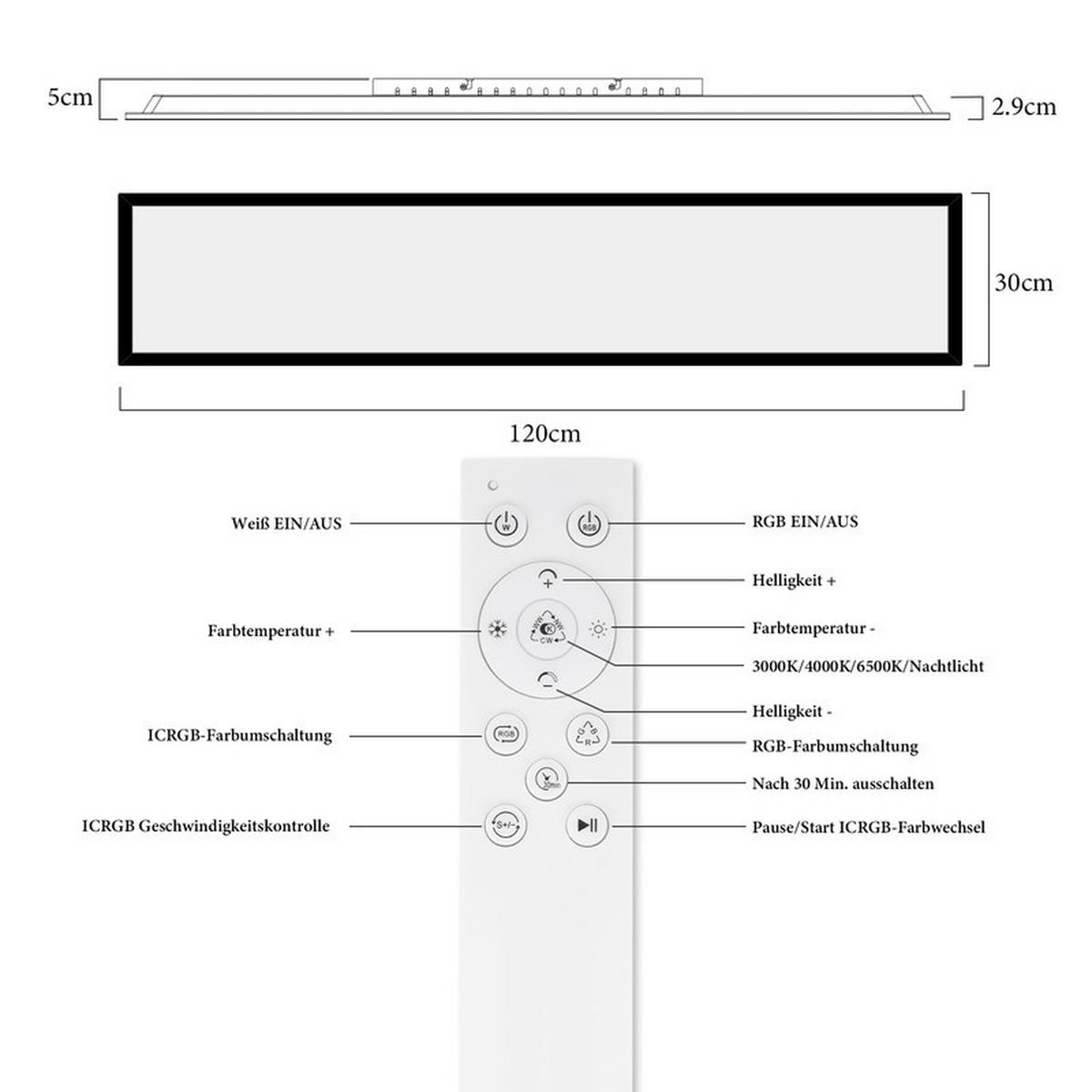 LED závěsné světlo Clausthal III 30/120/6 cm - černá, kov (30/120/6cm) - Nettlife