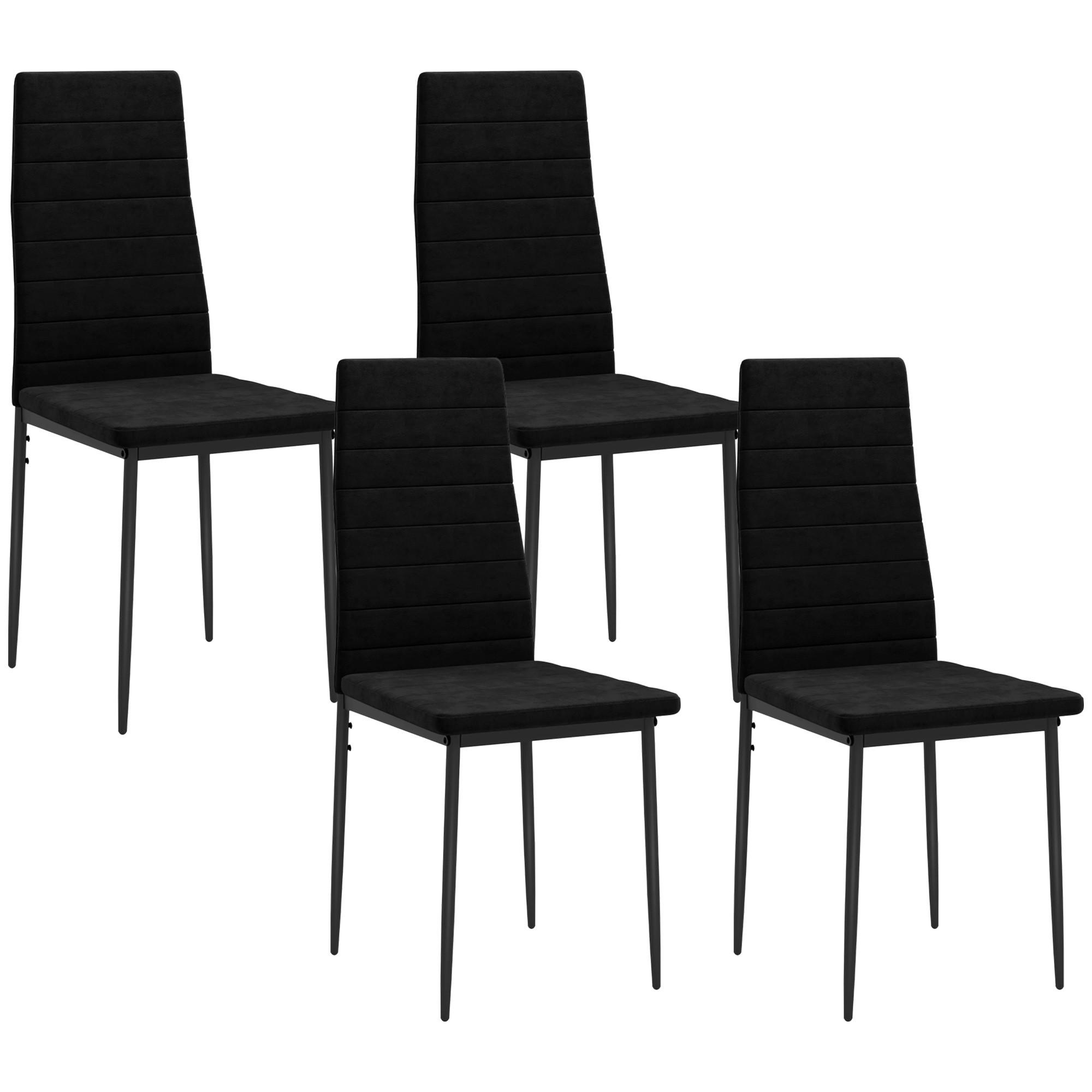 ESSZIMMERSTÜHLE DE-06833 4er-Set armlos mit Stoffpolsterung und Metallbeinen Schwarz - Schwarz, Textil/Metall (41/97/54cm) - ComfortXL