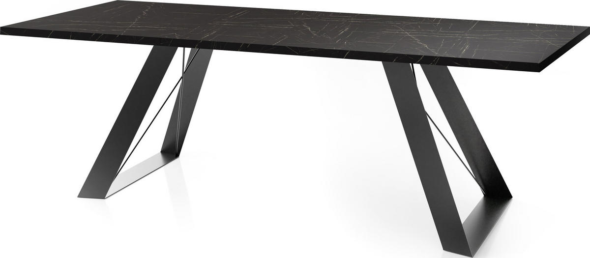 ESSTISCH Colter rechteckig ausziehbar, Marmor Schwarz 160-260/90/76 cm - Anthrazit/Schwarz, Holzwerkstoff/Metall (90/260/76cm) - WFL GROUP