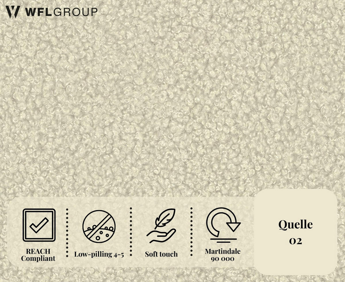 POLSTERBETT Puro mit Bettkasten, Creme Boucle 120 x 200 cm – mit Metall-Lattenrost - Birkefarben/Creme, Holzwerkstoff/Kunststoff (120/200cm) - WFL GROUP