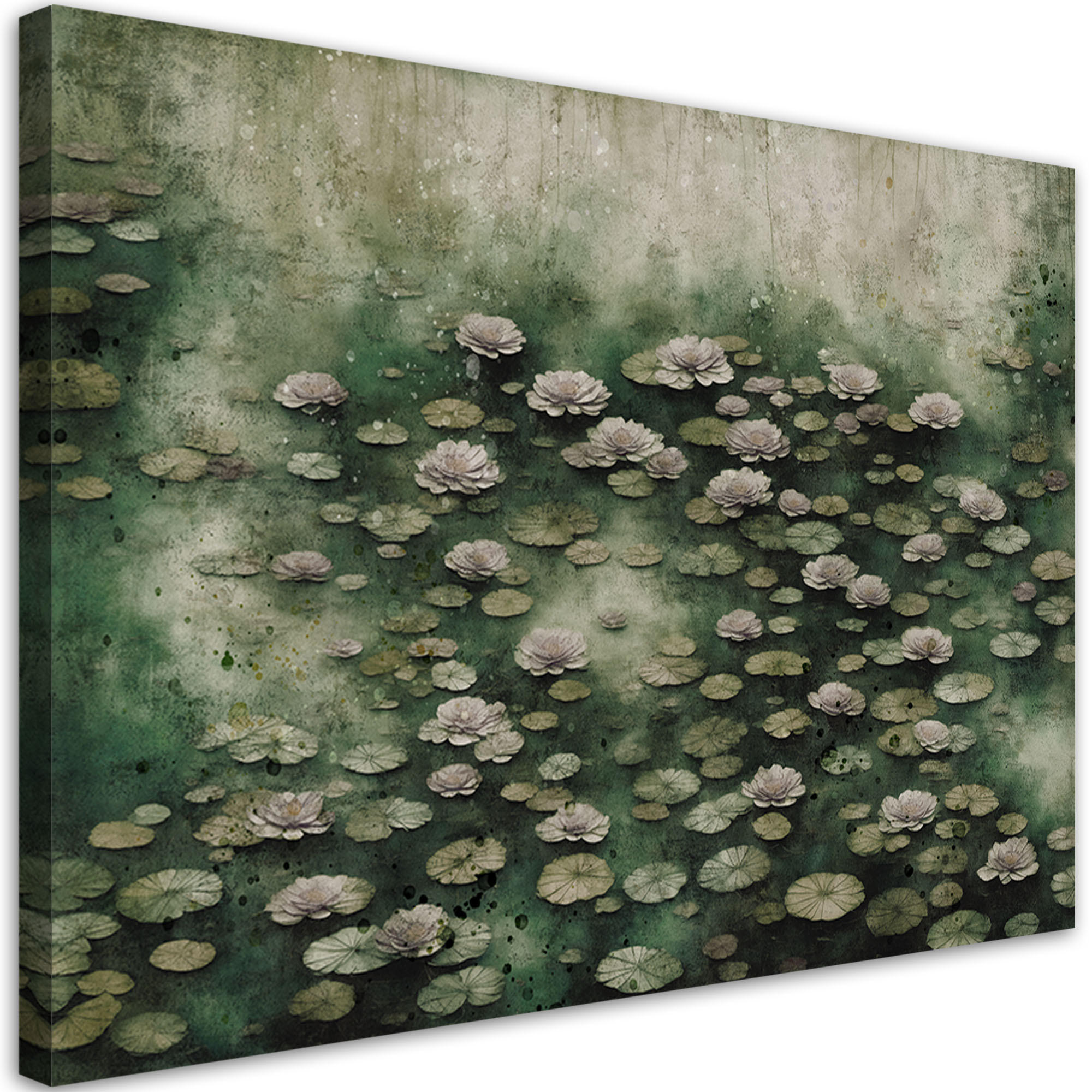 WANDBILD lotusblumen auf einem see - Grün, Textil (60/40cm) - Feeby