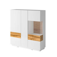 SKRINKA NA RIAD Andrea Biela a drevo - biela, kompozitné drevo (130/139/40cm) - Petits-meubles