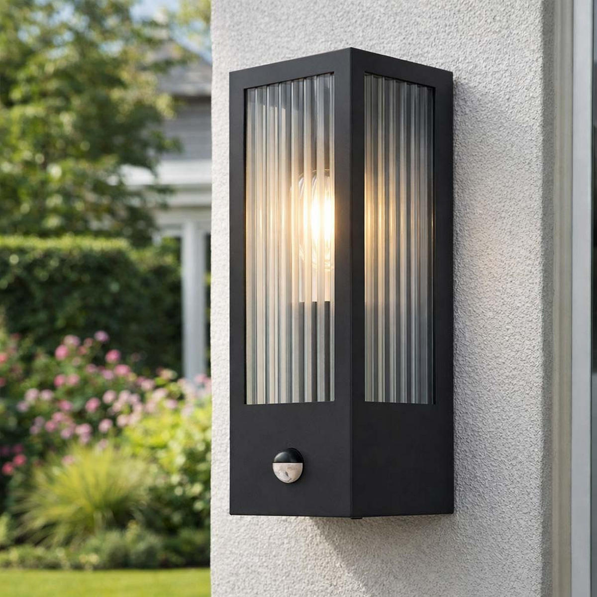 LED AUSSEN-WANDLEUCHTE GUNDULA Schwarz Glas - Schwarz, Glas (12/32/15.4cm) - Globo Lighting