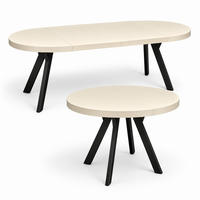 ESSTISCH rund ausziehbar 90/190/76 cm, Kaschmir, 54 cm Tischplatte + Y Metallgestell Schwarz - Kaschmir/Schwarz, Holzwerkstoff/Metall (90/190/76cm) - Damale Möbel