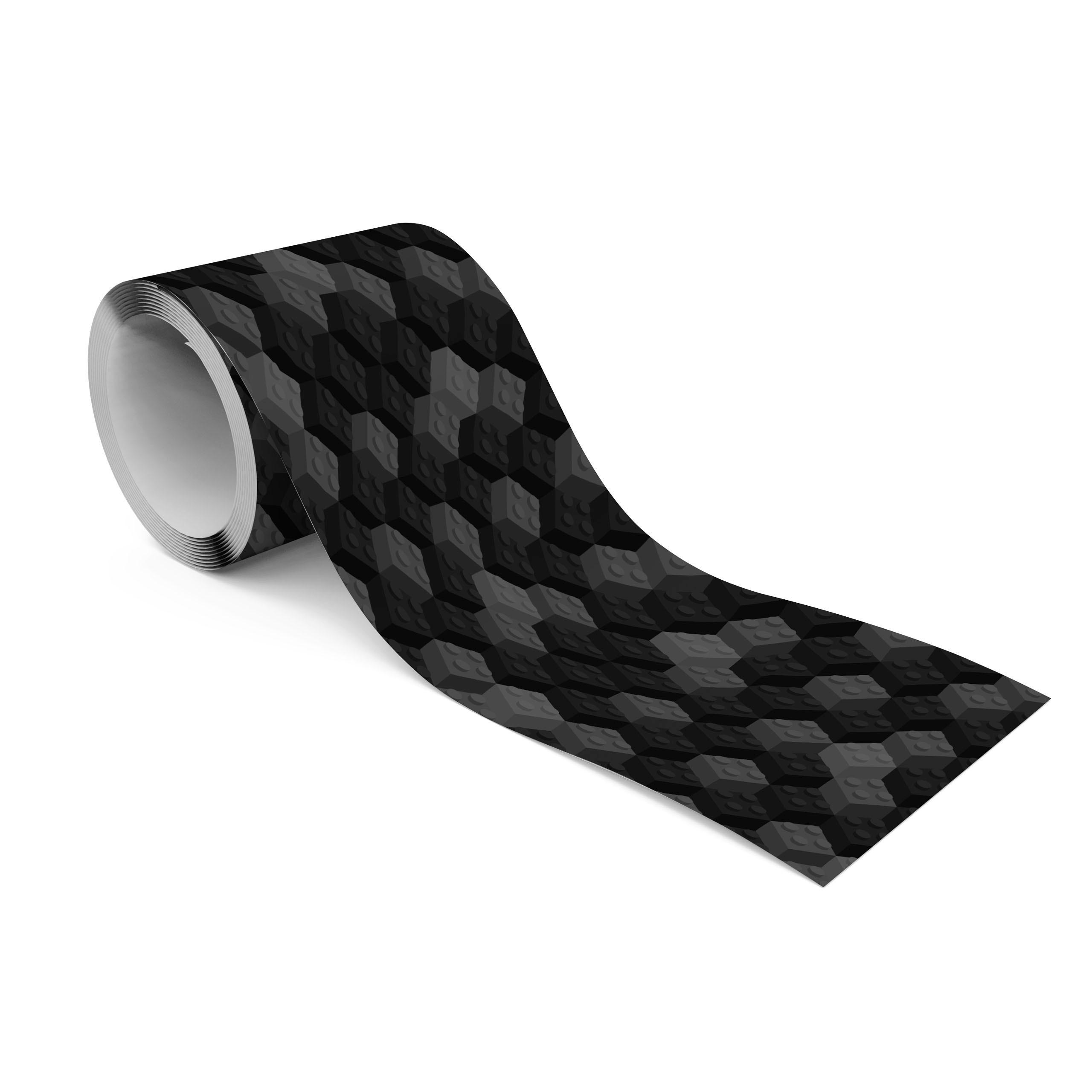 TAPETENBORDÜRE selbstklebend schwarze und graue BLÖCKE 3D Effekt - Schwarz, Papier (10/300/300cm) - Muralo