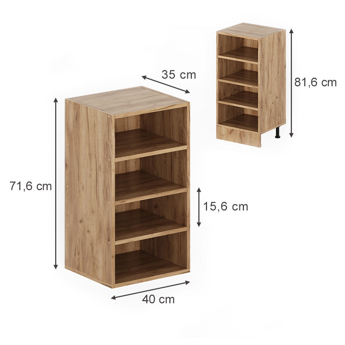 SKLADIŠČNA POLICA Rula, Zlati hrast z močjo, 40 x 81.6 cm - medeni hrast, leseni material (40/350/35cm) - Vicco