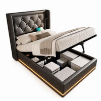 POLSTERBETT 90/200 cm in Schwarz mit Bettkasten, LED, USB und Type-C Kunstleder Design - Schwarz, Holzwerkstoff/Textil (90/200cm) - STILVORA