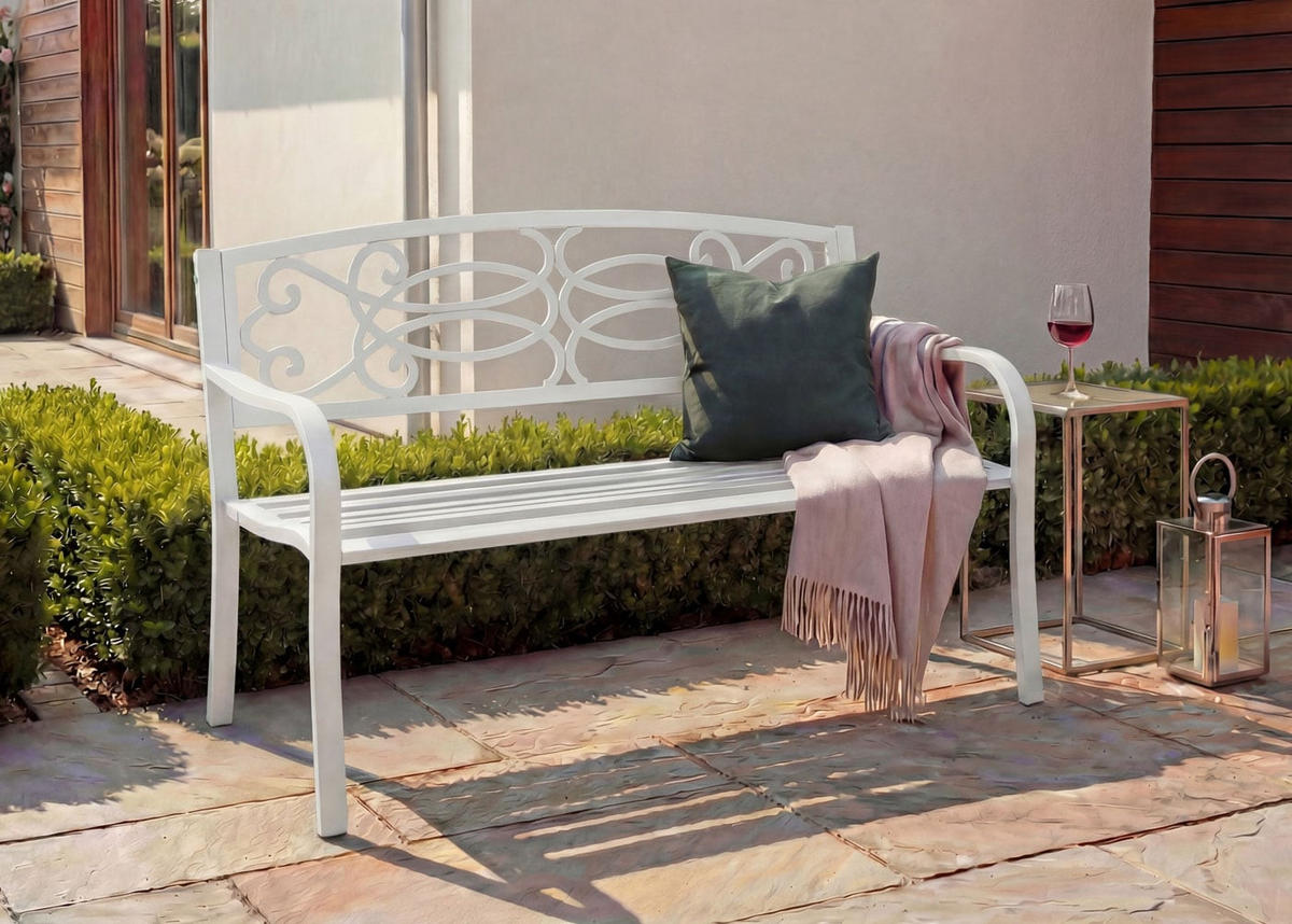 GARTENBANK Weiß - Weiß, Metall (127/87/58cm) - MCW