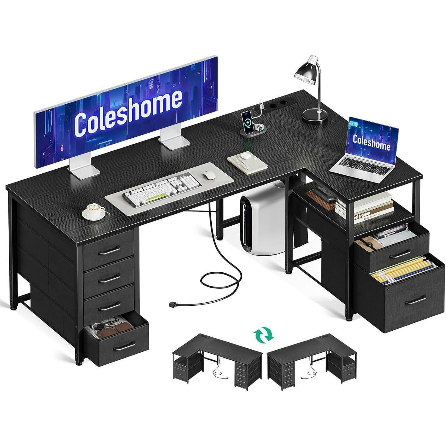 ECKSCHREIBTISCH L-Form Schwarz 140 x 70 cm - Schwarz, Holzwerkstoff (140/70/75.2cm)