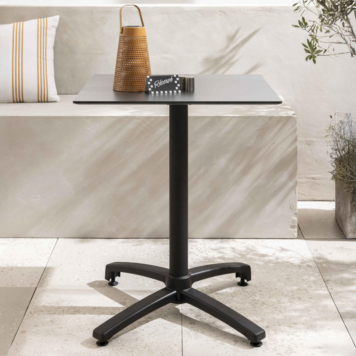 TERRASSENTISCH, Schwarz - Schwarz, Holzwerkstoff (60/60/72cm) - Oviala