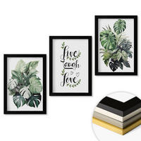 WANDBILDER 3er-Set - 20x30 cm Schwarzer Rahmen - Blattpflanzen leben, lachen, lieben - Schwarz, Kunststoff (20/30cm) - ArtPrintCave